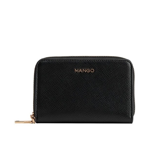 Mango Black Saffaino-Effect Imitation Leather Zippered Wallet - Picture 1 of 4